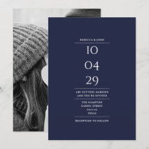 Elegante Minimalista Azul Marinho Data do Casament