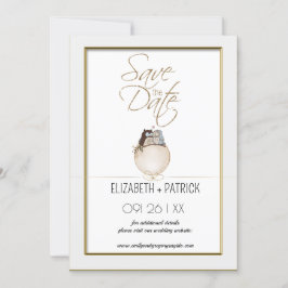 Convite Elegante minimalista, corujas apaixonadas salve a 