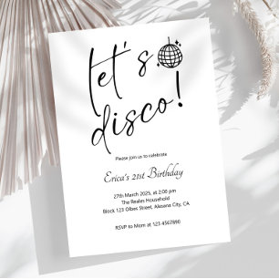 Convite Elegante Minimalista Retro Vamos Disco Aniversário
