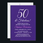 Convite Elegante Mínimo Roxo 50 e Fabuloso Aniversário<br><div class="desc">Elegante Roxo Minimalista 50 e Fabuloso Convite de Aniversário Personalize este elegante convite de aniversário roxo com o nome da pessoa que celebra um dia muito especial em sua vida. Um aniversário de 50 anos é um marco especial para celebrar. Marque a ocasião criando uma festa e enviando convites para...</div>