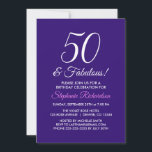 Convite Elegante Mínimo Roxo 50 e Fabuloso Aniversário<br><div class="desc">Elegante Roxo Minimalista 50 e Fabuloso Convite de Aniversário Personalize este elegante convite de aniversário roxo com o nome da pessoa que celebra um dia muito especial em sua vida. Um aniversário de 50 anos é um marco especial para celebrar. Marque a ocasião criando uma festa e enviando convites para...</div>