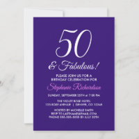 Elegante Mínimo Roxo 50 e Fabuloso Aniversário