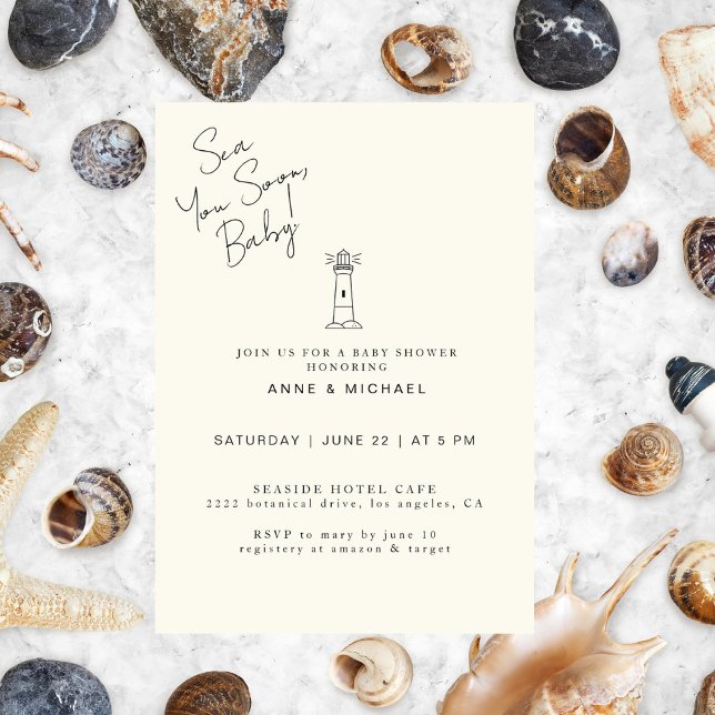 Convite Elegante Moda Océano Chá de fraldas Mar Pronto Beb (Criador carregado)
