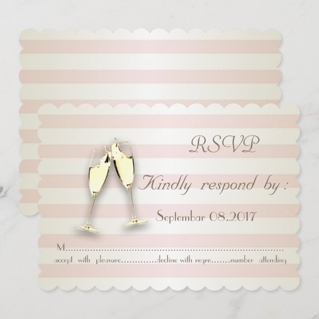 Convite Elegante Modern Stripes ,Placa RSVP De Casamento D (Frente/Verso)