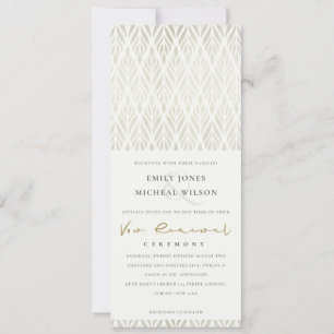 CONVITE ELEGANTE MODERNA ART DECO WHITE SILVER VOW RENEWAL