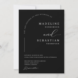 Convite Elegante Moderno Arco Preto Foto Casamento