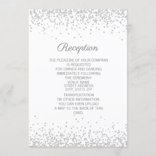 Convite Elegante Moderno Branco Brilho Prata Recepção