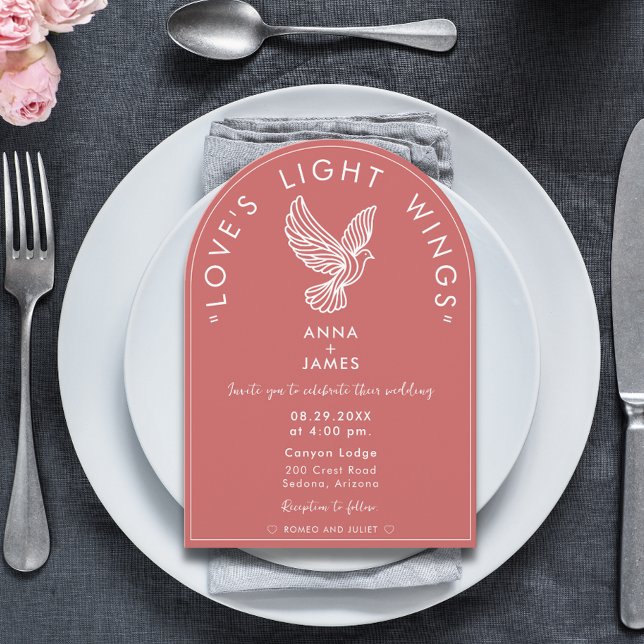 Convite Elegante Moderno Casamento Mínimo de Rosa cor-de-r (Criador carregado)