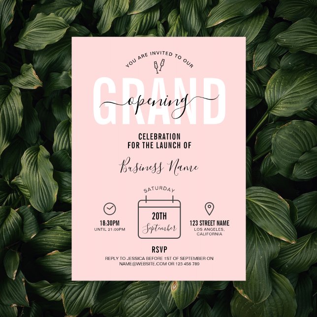 Convite Elegante moderno de abertura de grande empresa ros (Criador carregado)