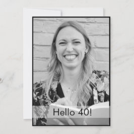Convite Elegante Moderno de Foto Branco aniversário de 40