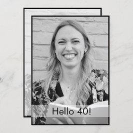Convite Elegante Moderno de Foto Branco aniversário de 40