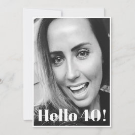 Convite Elegante Moderno de Foto Branco aniversário de 40