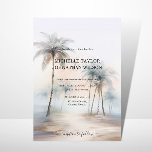 Convite Elegante Moderno Destino Casamento Palm Beach