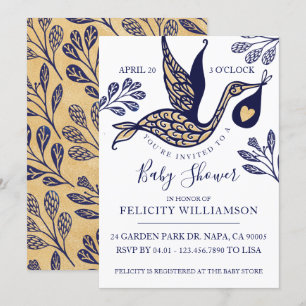 Convite elegante moderno do chá do bebé da cegon