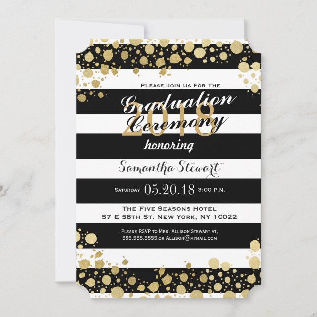 Convite Elegante Moderno Faux Dourados Splatters and Strip (Frente)