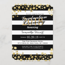 Convite Elegante Moderno Faux Dourados Splatters and Strip