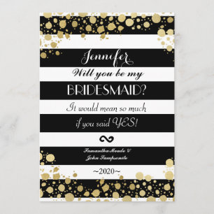 Convite Elegante Moderno Faux Dourados Splatters and Strip