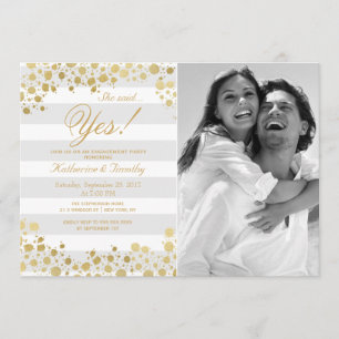 Convite Elegante Moderno Faux Dourados Splatters and Strip