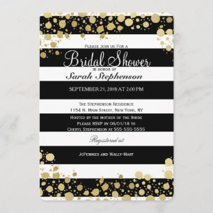 Convite Elegante Moderno Faux Dourados Splatters and Strip