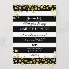 Convite Elegante Moderno Faux Dourados Splatters and Strip