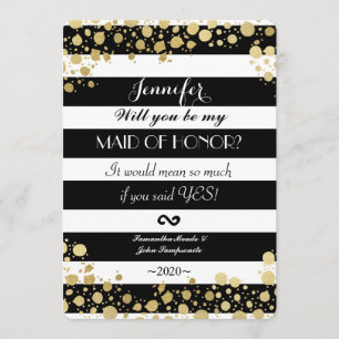 Convite Elegante Moderno Faux Dourados Splatters and Strip