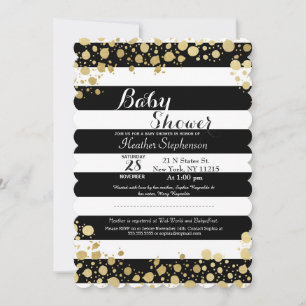 Convite Elegante Moderno Faux Dourados Splatters and Strip