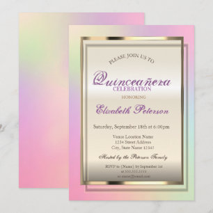 Convite Elegante Moderno Legal Quinceañera Holográfica