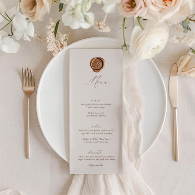 Convite Elegante moderno Menu de Casamento da Caligrafia d (Elegant Modern Ivory Calligraphy Wedding Menu)