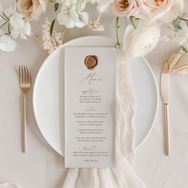 Convite Elegante moderno Menu de Casamento da Caligrafia d (Elegant Modern Ivory Calligraphy Wedding Menu )