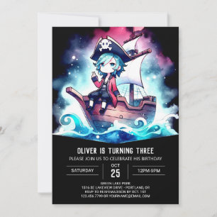 Convite Elegante Moderno Pirata Aniversário