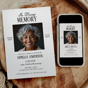 Convite Elegante Moderno Preto e Branco Funeral de 2 Fotos