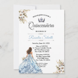 Convite Elegante Moderno Quinceanera Azul e Prata