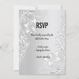 CONVITE ELEGANTE MODERNO RESPOSTA RSVP PRETO E BRANCO CHEV
