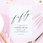 Convite Elegante moderno Script Chic 50º aniversário<br><div class="desc">Convite de 50 de aniversário do Elegant Modern Chic Script 50</div>