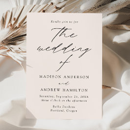 Convite Elegante Moderno Script Creme Casamento