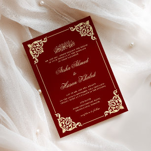 Convite Elegante Moldura Barroca Casamento Muçulmano Borgo