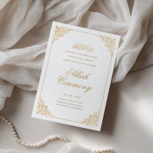 Convite Elegante Moldura Barroca Cerimônia de Nikah em Dou