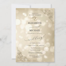 Elegante Moldura de Corações de Ouro Bokeh Casamen