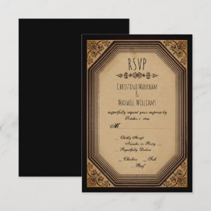 Convite Elegante Moldura Deco Gótica de Cornijas Casamento