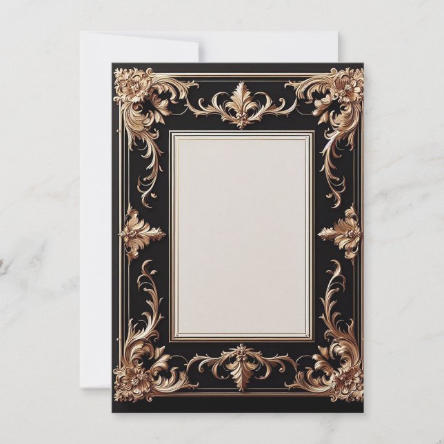 Convite Elegante moldura dourada (Frente)