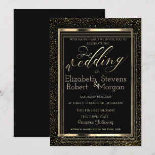 Convite Elegante Moldura Estilosa Confetes Casamento