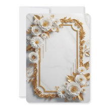 Elegante Moldura Floral Branca e Dourada