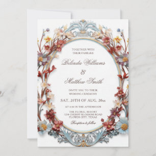 Convite Elegante Moldura Floral Vitoriana em 3D