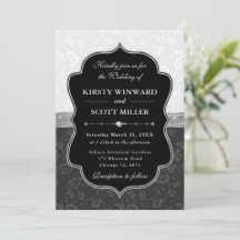 Elegante Moldura Preta e Branca Floral Casamento