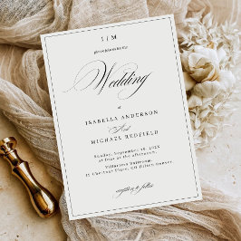 Convite Elegante Monograma de Caligrafia para Casamento