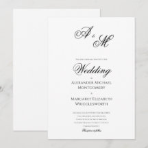 Elegante Monograma de Casamento Formal Preto e Bra