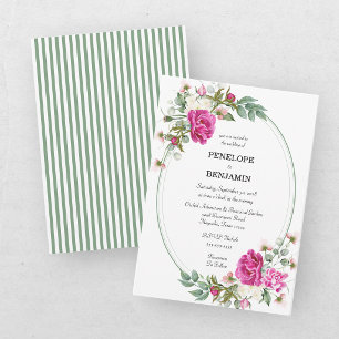 Convite Elegante Monograma de Noiva com Flor de Peônia Ros