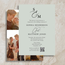Elegante Monograma de Script 4 Foto Casamento