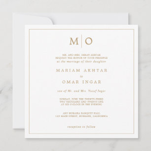 Convite Elegante Monograma Dourado em Script