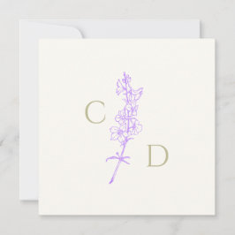 Convite Elegante Monograma Floral Lavanda Delphinium